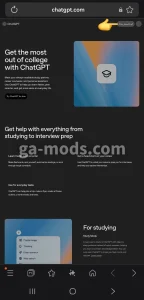 زر التسجيل مجانًا في صفحة ChatGPT